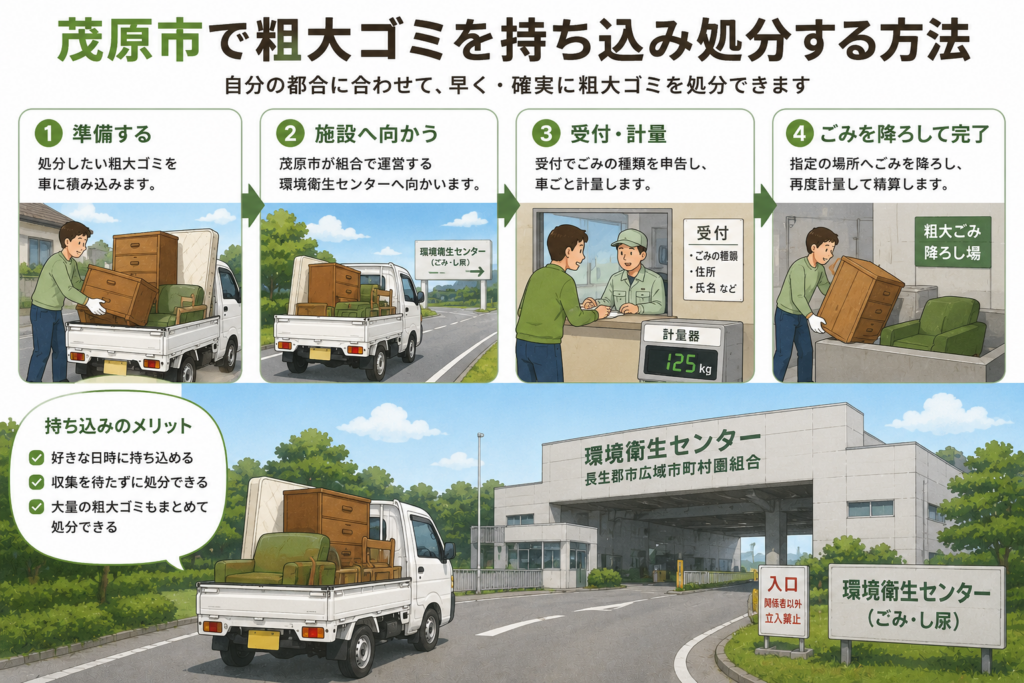 粗大ゴミを施設へ持ち込むイメージ