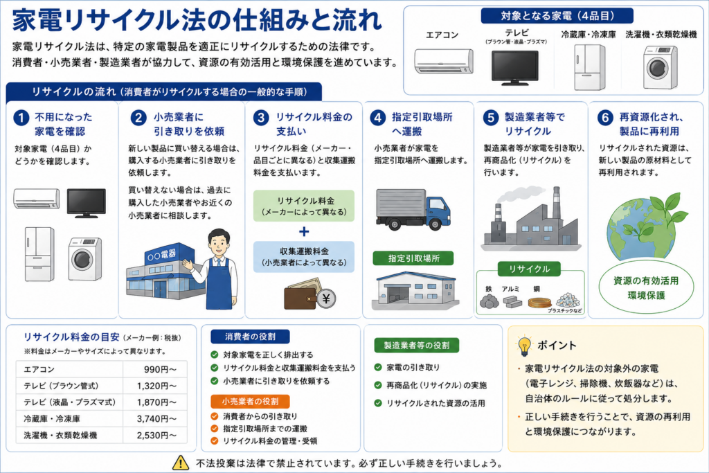 冷蔵庫や洗濯機など家電リサイクル法対象品目
