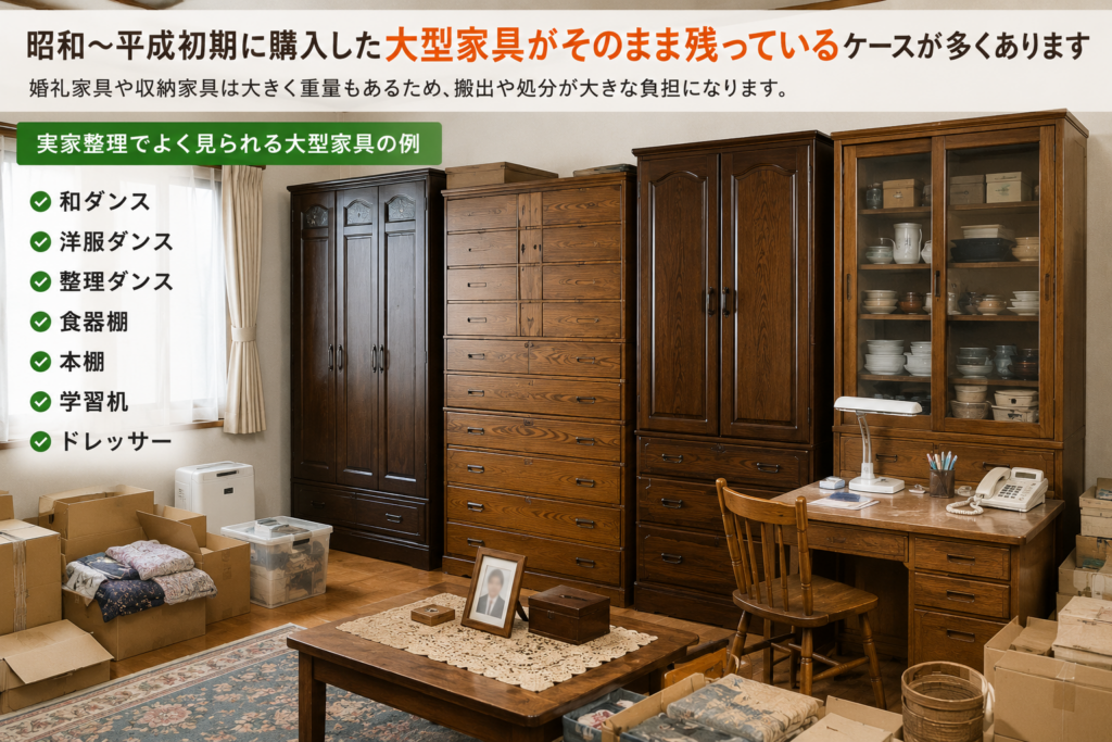 茂原市の実家整理で残される大型タンスや婚礼家具