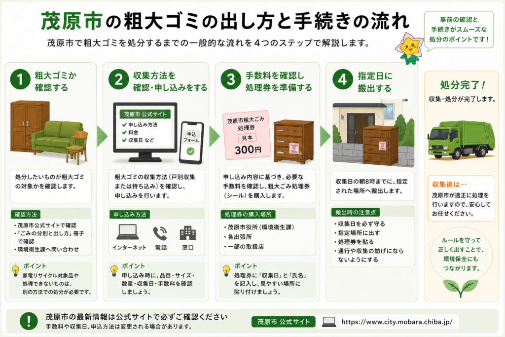 茂原市の粗大ゴミ手続きの流れ