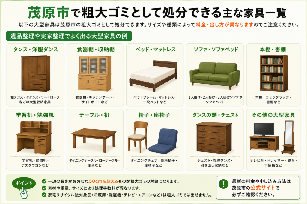 茂原市で粗大ゴミとして処分できる家具一覧