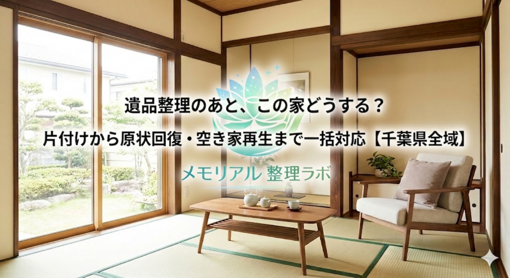遺品整理後のリフォーム・原状回復・空き家再生の一括対応（千葉県全域）を伝えるメモリアル整理ラボのアイキャッチ画像