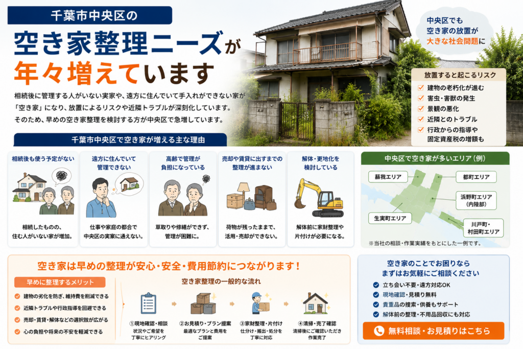 千葉市中央区で増加する空き家問題と空き家整理
