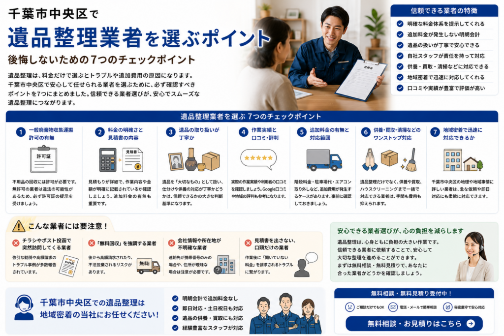 千葉市中央区で遺品整理業者を選ぶポイント