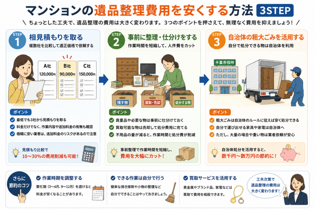 遺品整理費用を安くする3つの方法