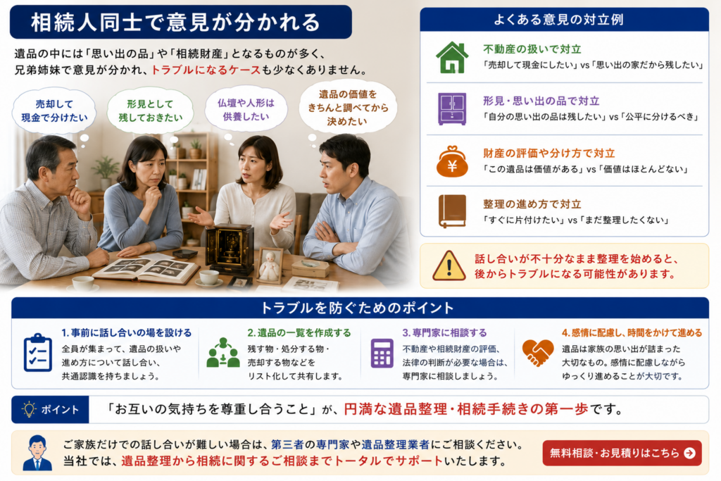 遺品整理前の相続人同士の話し合い
