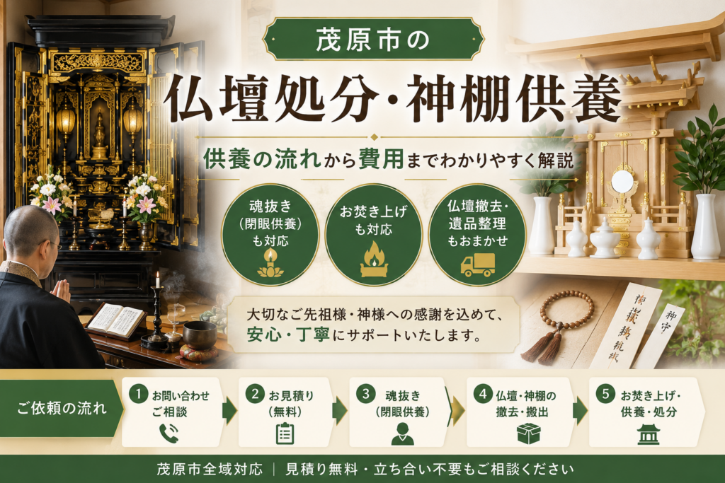 茂原市で仏壇供養や神棚処分を行うイメージ