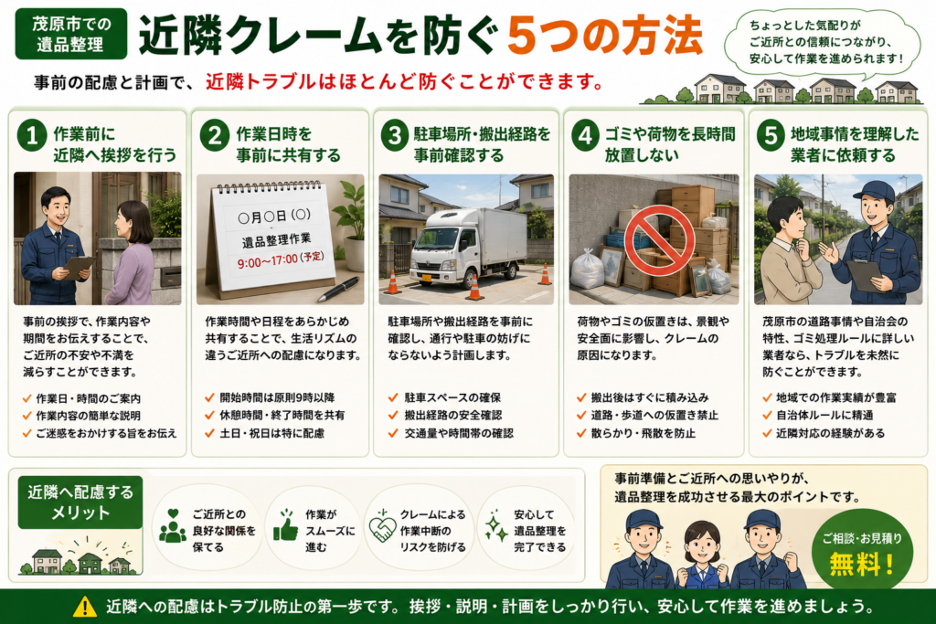遺品整理で近隣クレームを防ぐ5つのチェックポイント