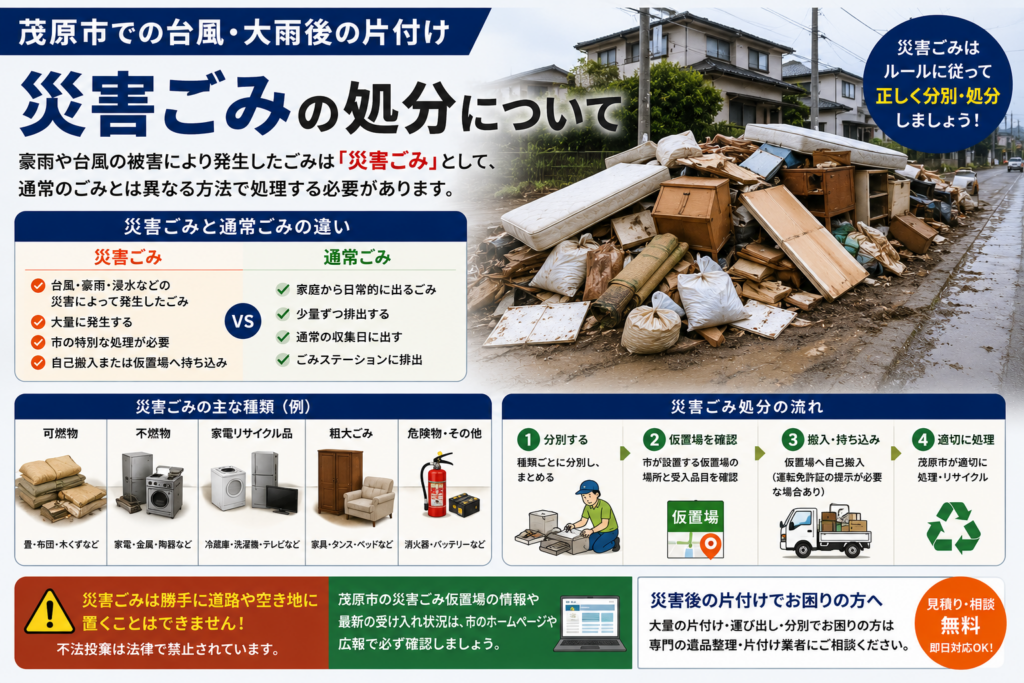 茂原市で発生した災害ごみの搬出と処分のイメージ