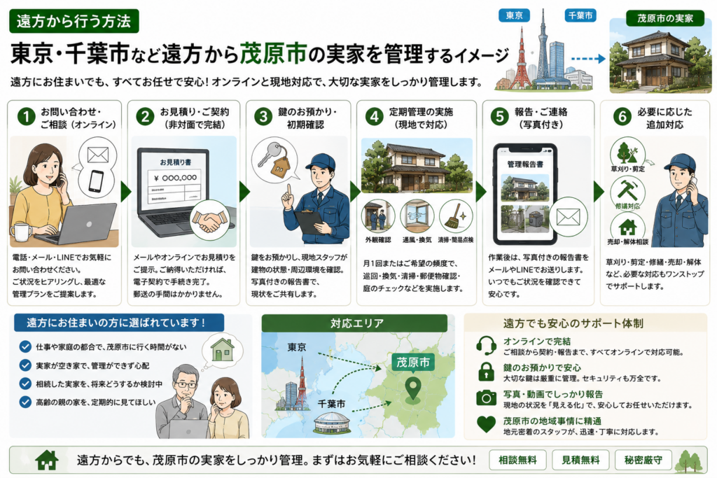 遠方から茂原市の空き家管理を依頼する方法