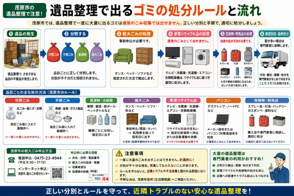 茂原市の遺品整理で必要なゴミ分別と処分方法