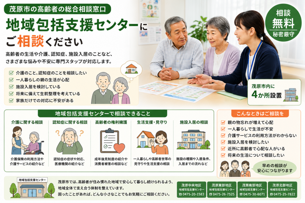 地域包括支援センターで介護相談をする高齢者