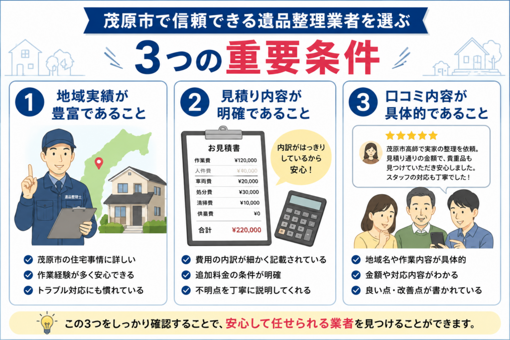 遺品整理業者選びで重要な3つのポイント
