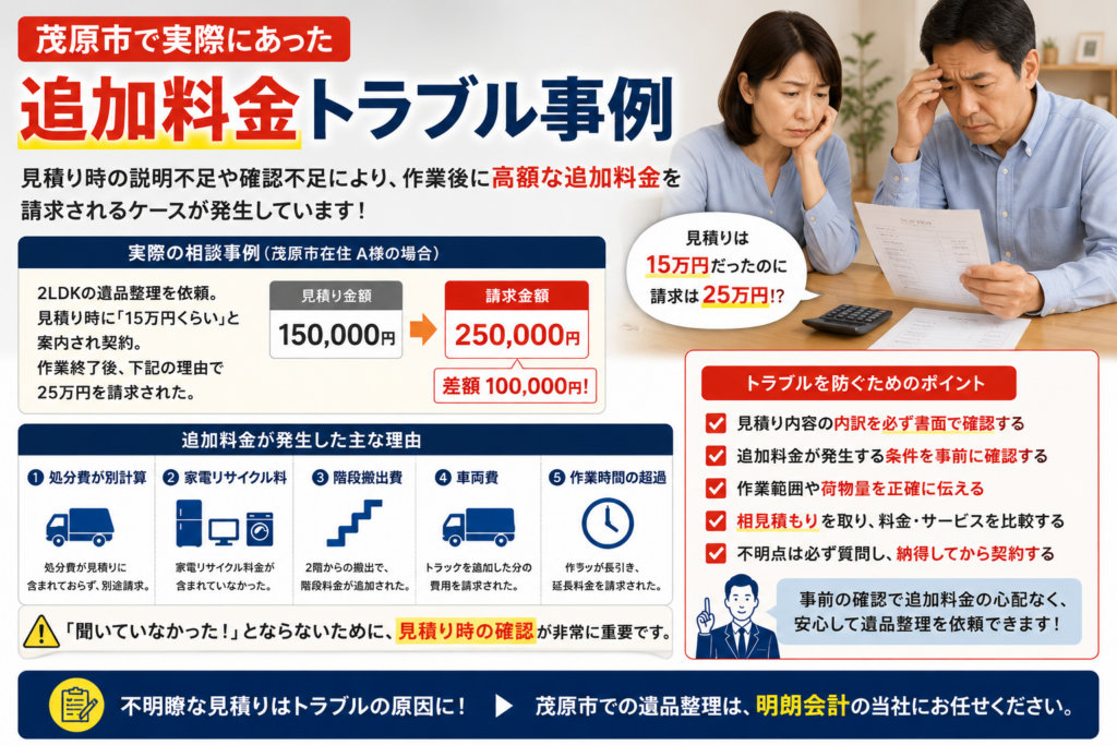 遺品整理の追加料金トラブルに悩む家族