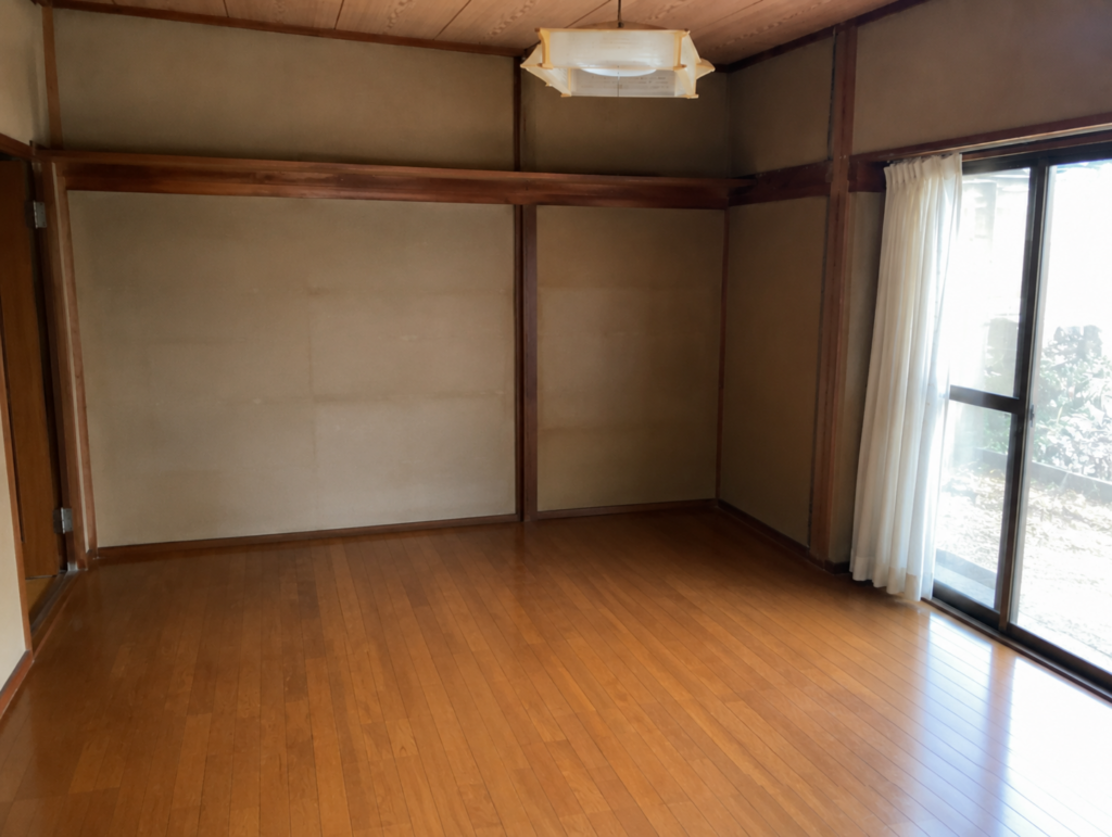 茂原市の一戸建て遺品整理後のリビング　家財撤去後の室内