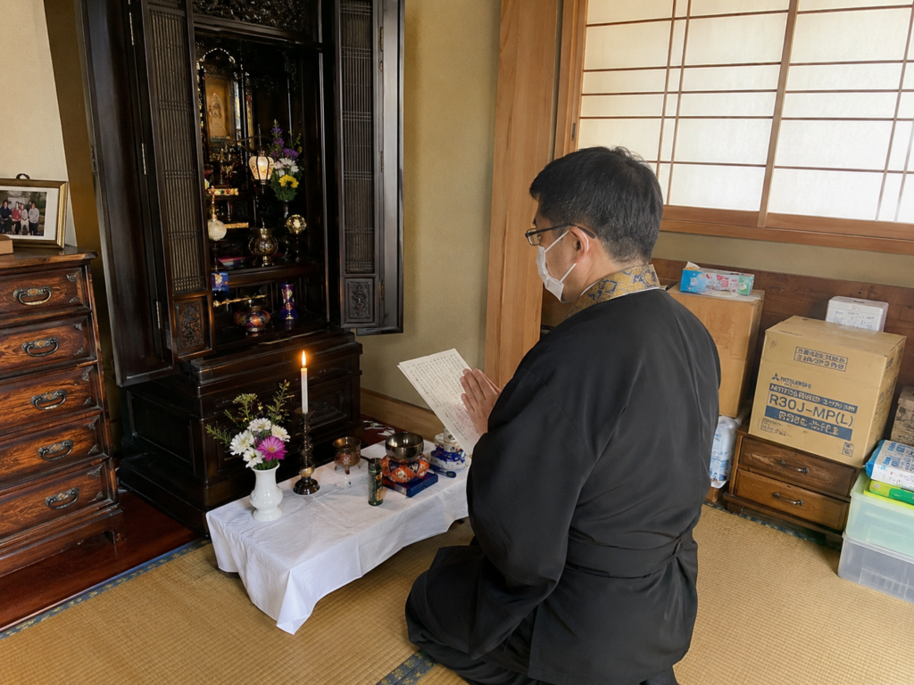茂原市で遺品整理時に行った仏壇供養の様子