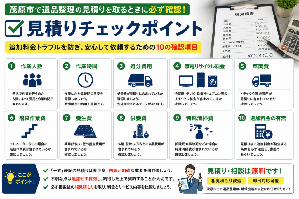 遺品整理見積り時の確認項目チェックリスト