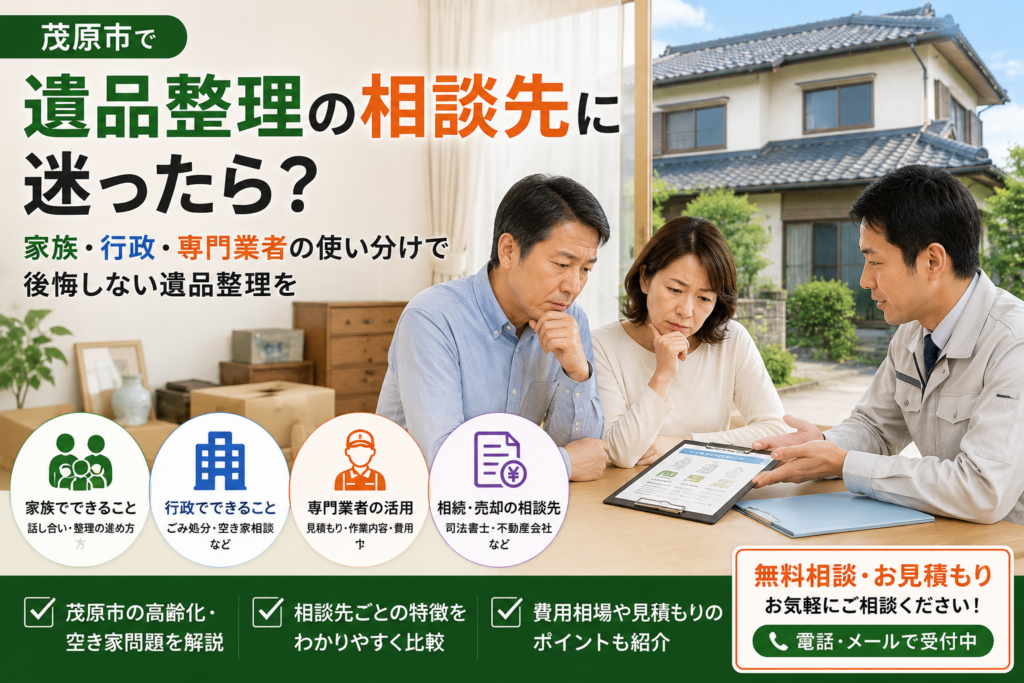 茂原市で遺品整理の相談先を検討する家族