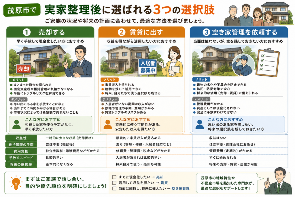 茂原市で実家整理後に選ばれる3つの選択肢
