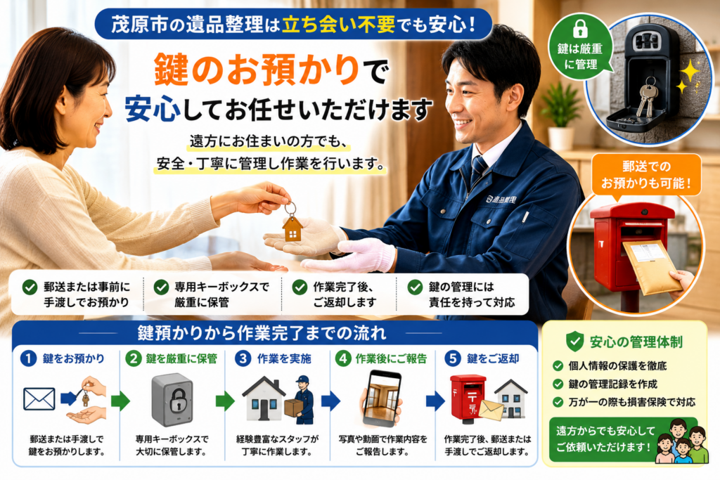 遺品整理で鍵預かりを行う様子