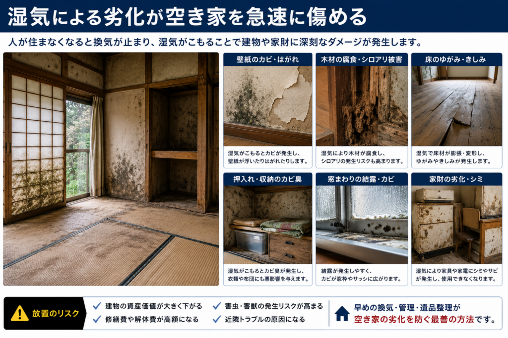 空き家放置によるカビと住宅劣化