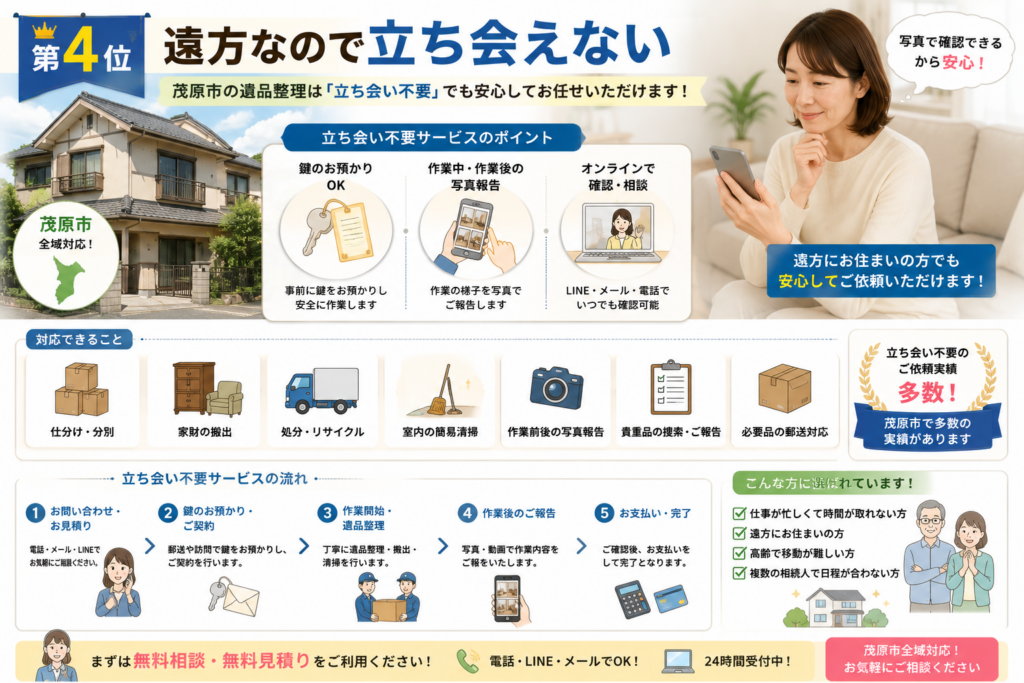 立ち会い不要で遺品整理を依頼するイメージ