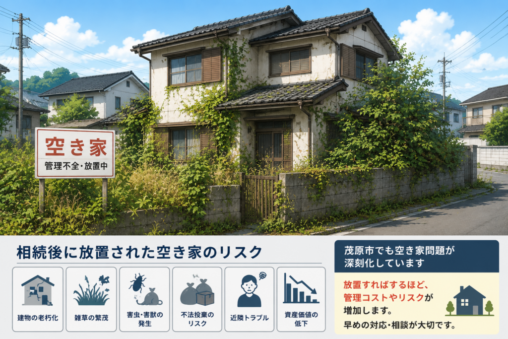 茂原市で相続後に放置された空き家のイメージ