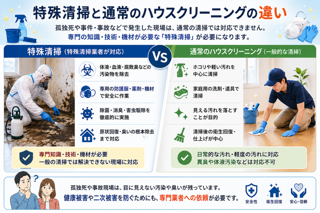 特殊清掃と通常のハウスクリーニングの違い