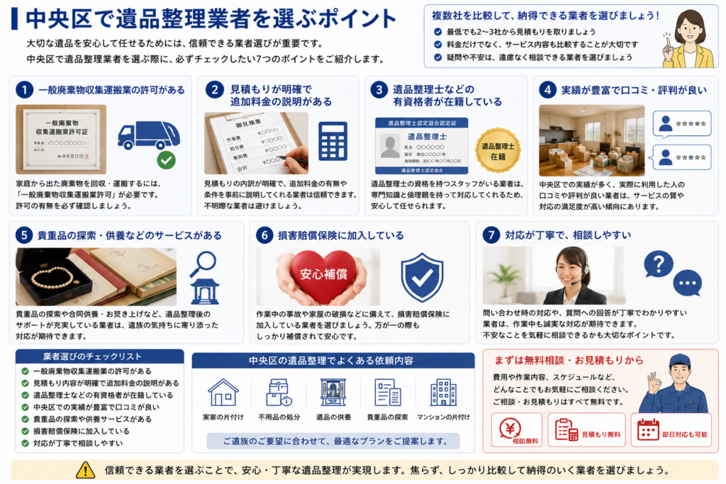 信頼できる中央区の遺品整理業者の選び方